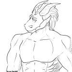  anthro bust_(disambiguation) dragon hair muscular requiem scalie sketch solo unknown_artist 