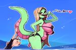  &lt;3 2017 alligator ambiguous_gender anal anal_beads anal_penetration anthro avian beak big_breasts bikini bird blush breasts brown_hair butt clothed clothing crocodile crocodilian cyancapsule day dialogue digital_media_(artwork) duo english_text eyewear female glasses green_scales hair hand_on_hip huge_breasts looking_back matz multicolored_skin nipple_bulge non-mammal_breasts open_mouth outside partially_submerged penetration pink_scales pink_skin raised_tail red_eyes reptile scales scalie seagull seaside sex_toy shirt signature sky standing sweat swimsuit teeth text tongue tongue_out two_tone_skin water 