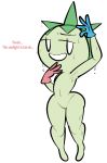  anthro female flora_fauna looking_at_viewer nintendo plant pok&eacute;mon pok&eacute;mon_(species) pussy robbonp roselia simple_background smile solo sweat video_games wet white_background 