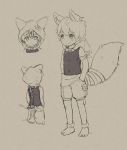  2016 animal_humanoid bokustar_fox clothing fox_humanoid humanoid male monochrome smile solo standing young 