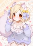  1girl animal_ears blonde_hair deviantart_sample image_sample looking_at_viewer orange_eyes original runastark solo 