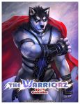  anthro armor biceps blue_eyes canine cheetahpaws clothing dog fur hair husky male mammal muscular muscular_male pecs pose solo standing 