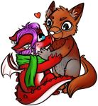  &lt;3 azaly canine cute dragon fox kissing licking mammal marcus_mordecai scalie scarf small_(disambiguation) tongue tongue_out unknown_artist 