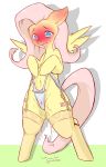  2015 blush clothed clothing cold-blooded-twilight cutie_mark dripping equine feathered_wings feathers female feral fluttershy_(mlp) friendship_is_magic hair hi_res legwear mammal masturbation my_little_pony open_mouth panties pegasus pink_hair pussy pussy_floss pussy_juice solo stockings sweat underwear vaginal vaginal_masturbation wedgie wings yellow_feathers 