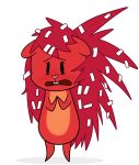  2018 blush buckteeth flaky_(htf) fur gld_fsh hair loss mammal porcupine red_fur red_hair rodent simple_background solo standing teeth toony white_background 