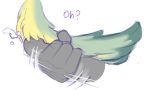  4_fingers ? ambiguous_gender anisodactyl anthro avian clothed clothing cum cum_on_tail digital_media_(artwork) disembodied_hand disembodied_penis dripping duo feathers finch_(xenoblade) fluffy green_feathers humanoid_penis invalid_tag irootie male masturbation motion_lines orgasm penis simple_background tail_grab text white_background xenoblade_chronicles_2 yellow_feathers 