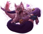  :d animal_ears aura basilisk_(monster_girl_encyclopedia) black_sclera bunyip_(monster_girl_encyclopedia) claws dark_skin fur heart lamia monster_girl monster_girl_encyclopedia multiple_girls nanostar open_mouth paws pointy_ears purple_hair short_hair smile transparent_background white_hair yellow_eyes 