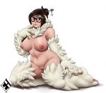  breasts claws epic_hoagie_(artist) erect_nipples female fur looking_at_viewer mei_(overwatch) nipples nude overwatch pawpads paws pussy simple_background video_games white_background white_fur yeti 