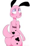  2018 anthro anthrofied bikini blush breasts butt butt_pose canine cartoon_network clothing courage courage_the_cowardly_dog crossgender digital_drawing_(artwork) digital_media_(artwork) dog female fur mammal napdust pink_fur raised_tail side_boob simple_background small_breasts smile solo spots swimsuit thong 