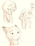  2017 anthro black_and_white canine clothed clothing comic crying disney duo english_text female fox fur hi_res judy_hopps lagomorph male mammal monochrome nick_wilde rabbit simple_background sprinkah tears text zootopia 