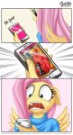  2015 animal_genitalia animal_penis anthro balls big_macintosh_(mlp) cellphone comic doll duo earth_pony equine equine_penis erection feathered_wings feathers female fluttershy_(mlp) friendship_is_magic hi_res holding_object holding_phone horse male mammal my_little_pony mysticalpha nude pegasus penis phone pony sexting smartypants_(mlp) wings yellow_feathers 