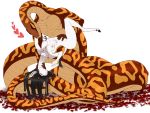  2018 antelope anthro areola black_hair breasts digital_media_(artwork) duo gazelle hair hooves inkrend mammal nipples reptile scalie simple_background snake 