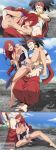  blush breasts cum erza_scarlet fairy_tail fellatio nail_polish nipple_piercing nipples open_mouth red_hair saliva shaved_pussy squirt tattoo tongue_out 