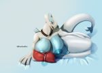  anthro anthrofied big_breasts bluegoldfur breasts collar drawing female huge_breasts invalid_tag lactating legendary_pok&eacute;mon looking_at_viewer lugia milk nintendo nude pillow pok&eacute;mon pok&eacute;mon_(species) pussy solo symbol thick_thighs video_games 