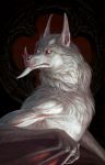  ambiguous_form ambiguous_gender amenlona atenebris bat bat_wings canine cave fluffy fur hi_res hybrid long_ears looking_at_viewer mammal membranous_wings neck_tuft pink_nose realistic red_sclera solo tuft white_eyes white_fur wings 