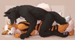  2018 4_toes 5_fingers abs all_fours animal_genitalia animal_penis anthro anthro_on_anthro arcanine black_fur black_nose black_stripes brown_eyes canine canine_penis digitigrade doggystyle duo fingerpads from_behind_position fur hair hair_tuft half-closed_eyes licking licking_neck looking_back looking_down lying male male/male mammal mane marjani multicolored_fur neck_tuft nintendo nude on_front one_eye_closed open_mouth orange_eyes orange_fur pawpads paws penis penis_tip pok&eacute;mon pok&eacute;mon_(species) red_penis sex sheath side_view simple_background straddling stripes toes tongue tongue_out tuft two_tone_fur video_games white_fur white_hair wolf 