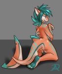 2017 ambiguous_gender anthro butt butt_pose colin_(anonymous3355) digital_media_(artwork) eyes_closed fish kneeling marine open_mouth radasus shark simple_background solo 