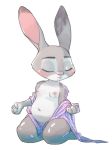  absurd_res anthro areola blush breasts clothed clothing disney erect_nipples eyes_closed female hi_res judy_hopps kneeling lagomorph looking_away mammal nipples open_mouth open_shirt pregnant rabbit simple_background small_breasts solo undressing white_background zigrock001 zootopia 