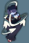  1girl abata blue_background blue_hair blue_skin female hair_over_one_eye red_eyes skullgirls solo squigly_(skullgirls) stitches transparent_background zombie 