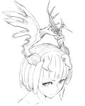  antlers asymmetrical_horns bad_id bad_twitter_id bangs closed_mouth greyscale horns jaco looking_at_viewer monochrome nude original portrait short_hair simple_background solo white_background 