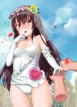  :d ass_visible_through_thighs bangs bare_shoulders bird blue_sky blush breasts bridal_veil brown_eyes brown_hair cameltoe cloud collarbone day disembodied_limb elbow_gloves floral_print flower girls_frontline glint gloves green_flower green_rose hair_between_eyes hair_flower hair_ornament hand_to_own_mouth hand_up highres jewelry long_hair medium_breasts nose_blush note2000 nz_75_(girls_frontline) open_mouth outdoors petals pink_flower pink_rose ring rose rose_print see-through sky smile solo_focus sparkle tears veil very_long_hair wedding_band white_gloves 