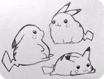  2016 :3 ambiguous_gender black_and_white cute monochrome nintendo overweight pikachu pok&eacute;mon pok&eacute;mon_(species) simple_background sketch video_games white_background 井口病院 