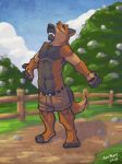  2018 abs anthro canine clothed clothing fur hi_res k-9 male mammal muscular pecs simple_background topless 
