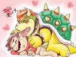  &lt;3 2016 blush bowser duo human implied_anal japanese_text kakalon koopa licking licking_face lying male male/male mammal mario mario_bros nintendo on_side scalie simple_background size_difference sweat text tongue tongue_out video_games 