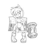  amy_rose areola boots bracelet breasts choker clothing detailed_background eyelashes female footwear gloves greyscale hairband half-closed_eyes hand_on_hip hedgehog jewelry looking_at_viewer mammal monochrome mostly_nude navel nipples piko_piko_hammer pose pussy sassy smile solo sonic_(series) twindrills video_games wide_hips 