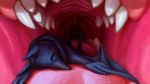  2018 ambiguous_gender ambiguous_species anthro bat colored disney duo eyes_closed fan_character huebris inside_mouth ittybittykittytittys ittybittykittytittys_(character) lying mammal membranous_wings mouth_shot nude on_front on_tongue oral_vore sharp_teeth size_difference teeth tongue uvula vore wings zootopia 