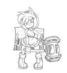 amy_rose boots bracelet breasts choker clothed clothing detailed_background dress eyelashes female footwear gloves greyscale hairband half-closed_eyes hand_on_hip hedgehog jewelry looking_at_viewer mammal monochrome piko_piko_hammer pose sassy smile solo sonic_(series) twindrills video_games 