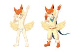  2016 blue_eyes bokustar_fox bulge child clothing cute_fangs eyes_closed simple_background smile standing underwear white_background wings young 