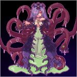 1girl blush corruption curly_hair dark_persona dress drill_hair dual_persona exet francesca_mistyl_riscotty living_clothes looking_at_viewer mamono_girl_lover monster_girl monster_girl_encyclopedia pixel_art purple_hair pussy red_eyes red_sclera revealing_clothes roper roper_(mamono_girl_lover) roper_(monster_girl_encyclopedia) roper_francesca see-through slime slit_pupils smile solo tentacle tiara 