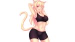  animal_ears bike_shorts blonde_hair breasts cleavage fast-runner-2024 long_hair orange_eyes original shorts skintight tail tiffy white 