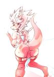  anus backsack balls butt dragon garter girly hair kyenz looking_back male penis scalie smile solo tapering_penis thick_thighs 