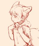  2017 animal_humanoid blush bokustar_fox fox_humanoid humanoid male monochrome navel simple_background solo young 