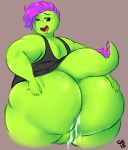  anthro balls better_version_at_source big_butt butt cum cum_inside gammanaut lizard looking_at_viewer male nude overweight reptile scalie simple_background slightly_chubby solo thick_thighs wide_hips 