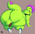  anthro balls big_butt butt gammanaut girly hi_res lizard looking_at_viewer male nude reptile scalie simple_background solo thick_thighs wide_hips 