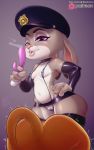  ambiguous_gender anthro bikini breasts captain_jerkpants clothing dildo disney dominatrix erect_nipples female judy_hopps lagomorph legwear mammal nipples pussy rabbit sex_toy sling_bikini small_breasts solo_focus swimsuit thigh_highs zootopia 