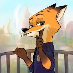 2018 anthro canine clothed clothing disney female fox fur green_eyes male mammal miroukitsu nick_wilde simple_background zootopia 