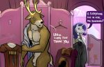  2018 animal_genitalia anthro antlers balls bgn blackthorn_(idw) clothing dialogue english_text equine female friendship_is_magic horn male mammal my_little_pony rarity_(mlp) sheath text unicorn 