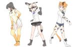 :&gt; african_wild_dog_(kemono_friends) african_wild_dog_print alternate_costume animal_ears anklet bare_shoulders bear_ears bear_tail bike_shorts blonde_hair blush boots bow bowtie bracelet brown_bear_(kemono_friends) brown_hair circlet collared_shirt commentary_request cosplay costume_switch denim denim_shorts dog_ears dog_tail elbow_gloves embarrassed eyebrows_visible_through_hair fingerless_gloves gloves golden_snub-nosed_monkey_(kemono_friends) hand_on_hip jewelry kemono_friends leotard light_brown_hair long_sleeves monkey_ears monkey_tail multicolored_hair multiple_girls pantyhose pleated_skirt rumenia_(ao2is) shirt shoe_bow shoes short_hair short_shorts short_sleeves shorts shorts_under_skirt skirt tail thighhighs 