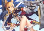  :o akanagi_youto anchor_symbol ass azur_lane bare_legs black_panties blonde_hair blue_sky boots breasts cannon cloud coat commentary_request cropped_jacket day enpera epaulettes eyebrows_visible_through_hair feet_out_of_frame gloves hair_between_eyes hair_ornament headgear holding holding_sword holding_weapon leg_up long_hair long_sleeves machinery open_mouth outdoors panties panty_straps pointy_hair purple_coat purple_eyes scarf side-tie_panties sidelocks sky small_breasts solo standing sword tied_hair underwear v-shaped_eyebrows warspite_(azur_lane) weapon white_footwear white_gloves white_scarf 