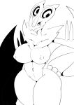  3_fingers anthro big_breasts blush breasts closed_smile featureless_crotch female huge_breasts navel neck_tuft nintendo nipples noivern pok&eacute;mon pok&eacute;mon_(species) reitounek simple_background solo tuft video_games white_background 