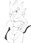  anthro anthrofied big_breasts blush breasts featureless_crotch female huge_breasts luxray navel neck_tuft nintendo nipples pok&eacute;mon pok&eacute;mon_(species) reitounek simple_background solo tuft video_games white_background 