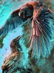  2018 ambiguous_gender avian beak bird black_beak black_feathers corvid crow digital_media_(artwork) duo feathered_wings feathers feral fleetingember wings 