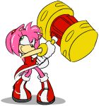  amy_rose anthro clothing female gloves green_eyes hammer hedgehog is_(artist) mammal melee_weapon piko_piko_hammer simple_background sonic_(series) tools weapon white_background 