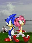  2011 amy_rose anthro clothing female footwear gloves green_eyes hedgehog is_(artist) male mammal mostly_nude photo_background shoes sonic_(series) sonic_the_hedgehog 