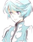  androgynous blue_eyes blue_hair eyebrows_visible_through_hair light_smile looking_away looking_to_the_side male_focus mikleo_(tales) moyashino_souko solo tales_of_(series) tales_of_zestiria upper_body 