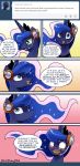  2014 blue_eyes blue_hair blush comic english_text equine female feral friendship_is_magic hair headphones headset hi_res horn john_joseco long_hair looking_at_viewer mammal my_little_pony princess_luna_(mlp) text winged_unicorn wings 